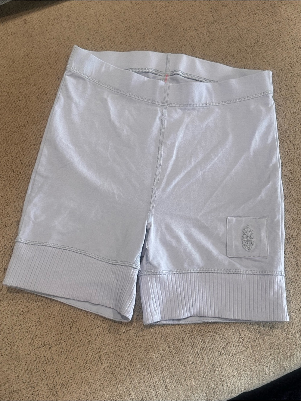 FP Movement by Free People Pale Blue Athletic Ribbed-Hem Shorts